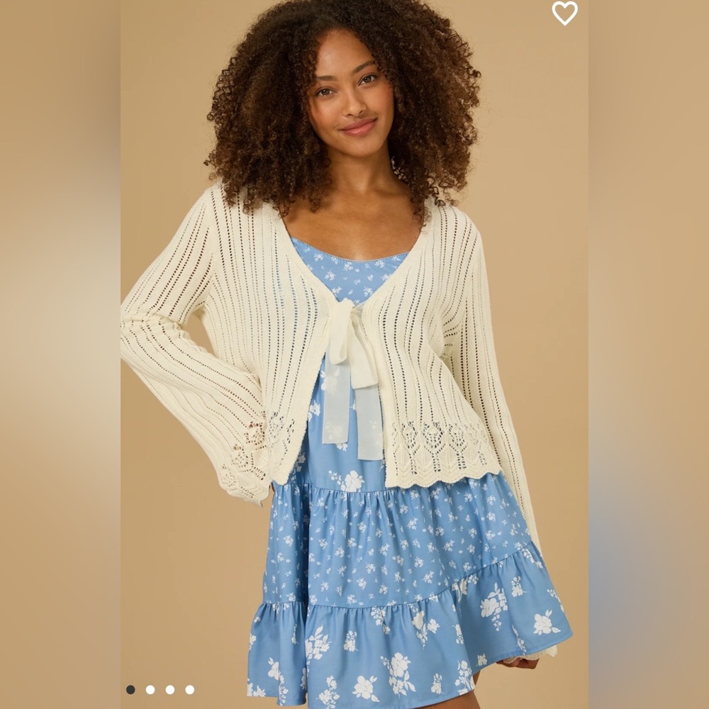 Hadley Pointelle Tie Front Shrug